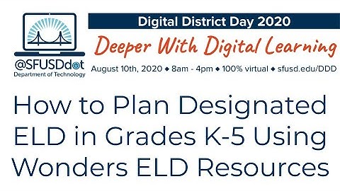How to Plan Designated ELD in Grades K-5 Using Wonders ELD Resources