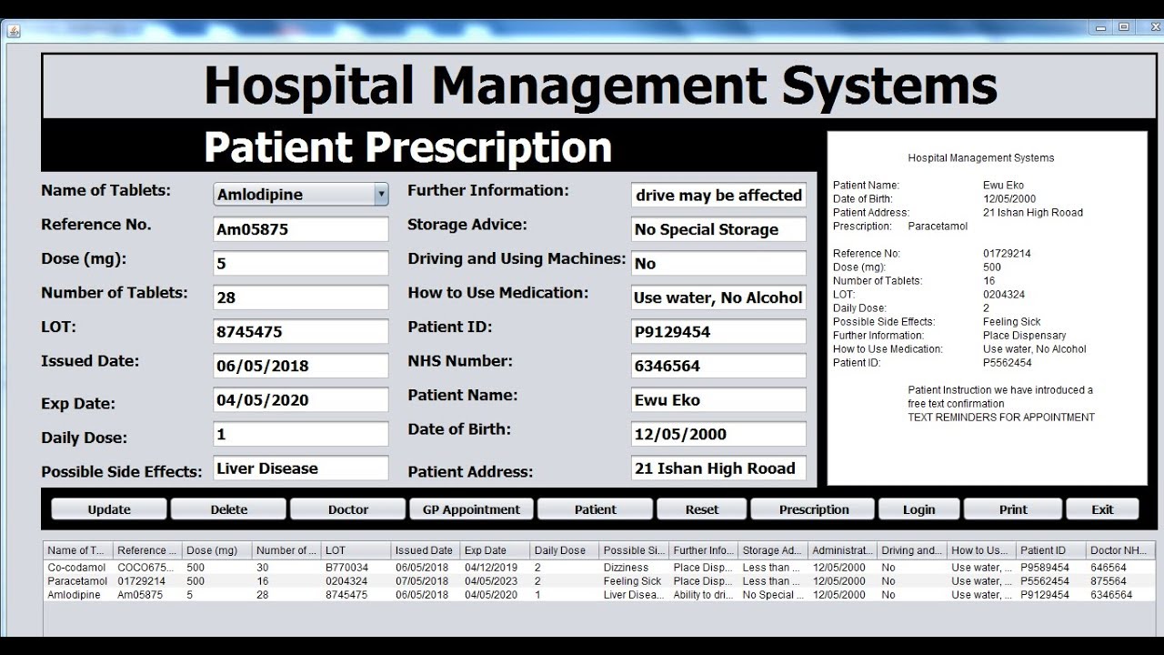 hospital management system program in java