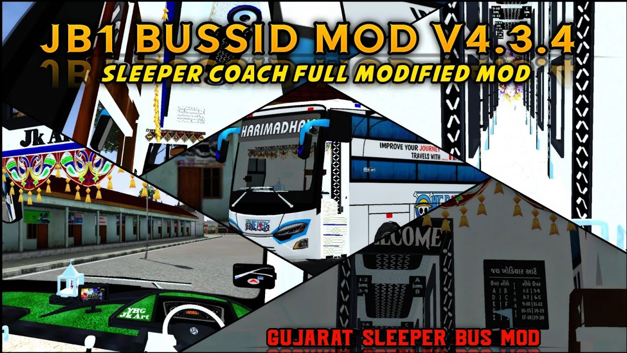 ll GUJRATI BUSSID JB1 SPECIAL MOD ll Jk art bus mod with lighting V.4.3.4