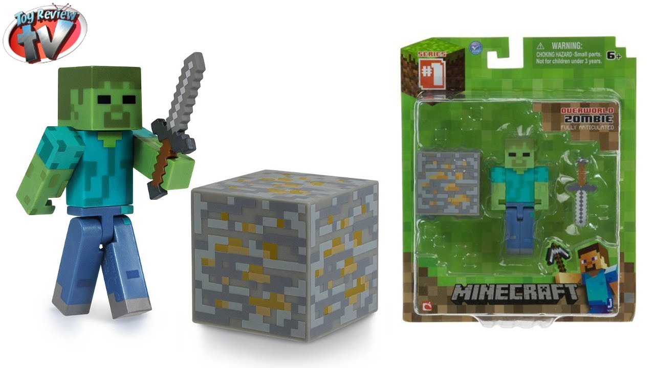 Minecraft Overworld Zombie Action Figure Toy Review, Jazwares - YouTube