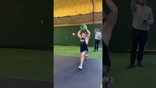 Medicine Ball Split-Stance Pick-Up Overhead Forward Throw
