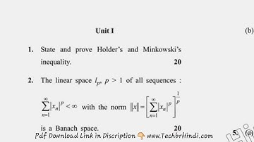 MSc Mathematics 4th Sem Functional Analysis Question Paper