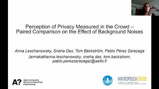 Perception of Privacy Measured in the Crowd - Interspeech 2020 - Highlight Video