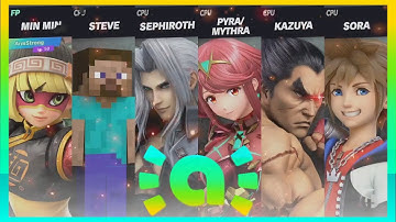 Min Min Vs Steve Vs Sephiroth Vs Pyra/Mythra Vs Kazuya Vs Sora | AMIIBO BATTLES #20