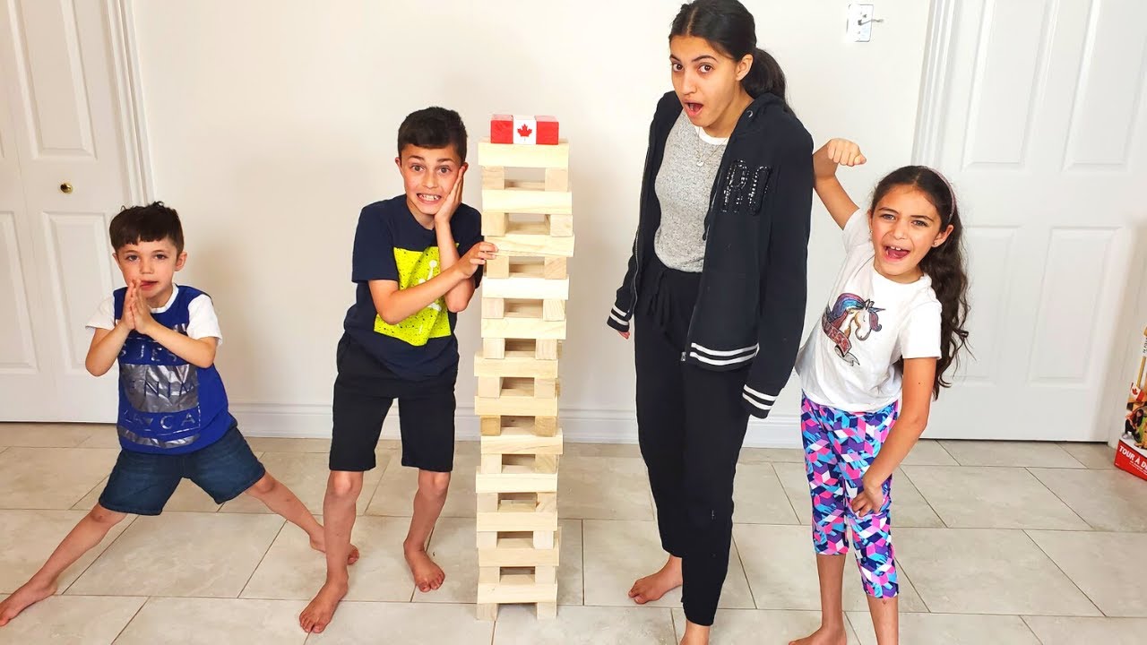 Jenga Giant Game Challenge with HZHtube Kids Fun