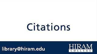 Citation Resources - Hiram College Library