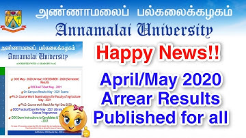 Annamalai University April 2020 Arrears Results Published for all Department 👍