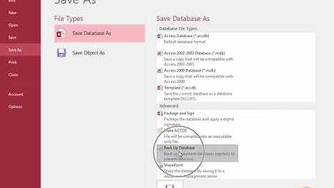 Back up a Database in Access 2016