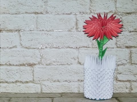 Модульное оригами схема цветы в вазе
