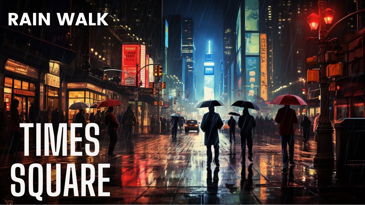 New York, Amerika Serikat | Jalan Malam Saat Hujan 4K | 3 Des 2023