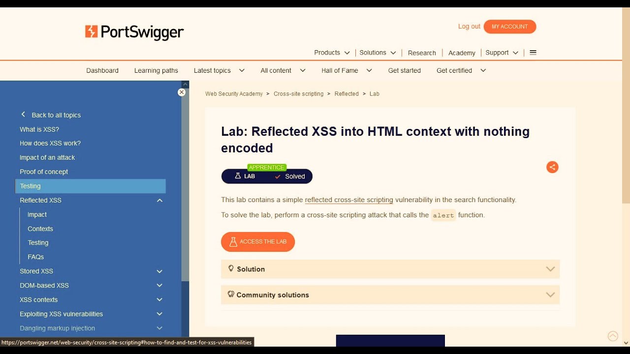 reflected xss web security academy - YouTube