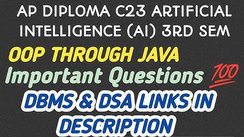 oop through Java important questions| ap diploma Java C23 3rd sem important questions|