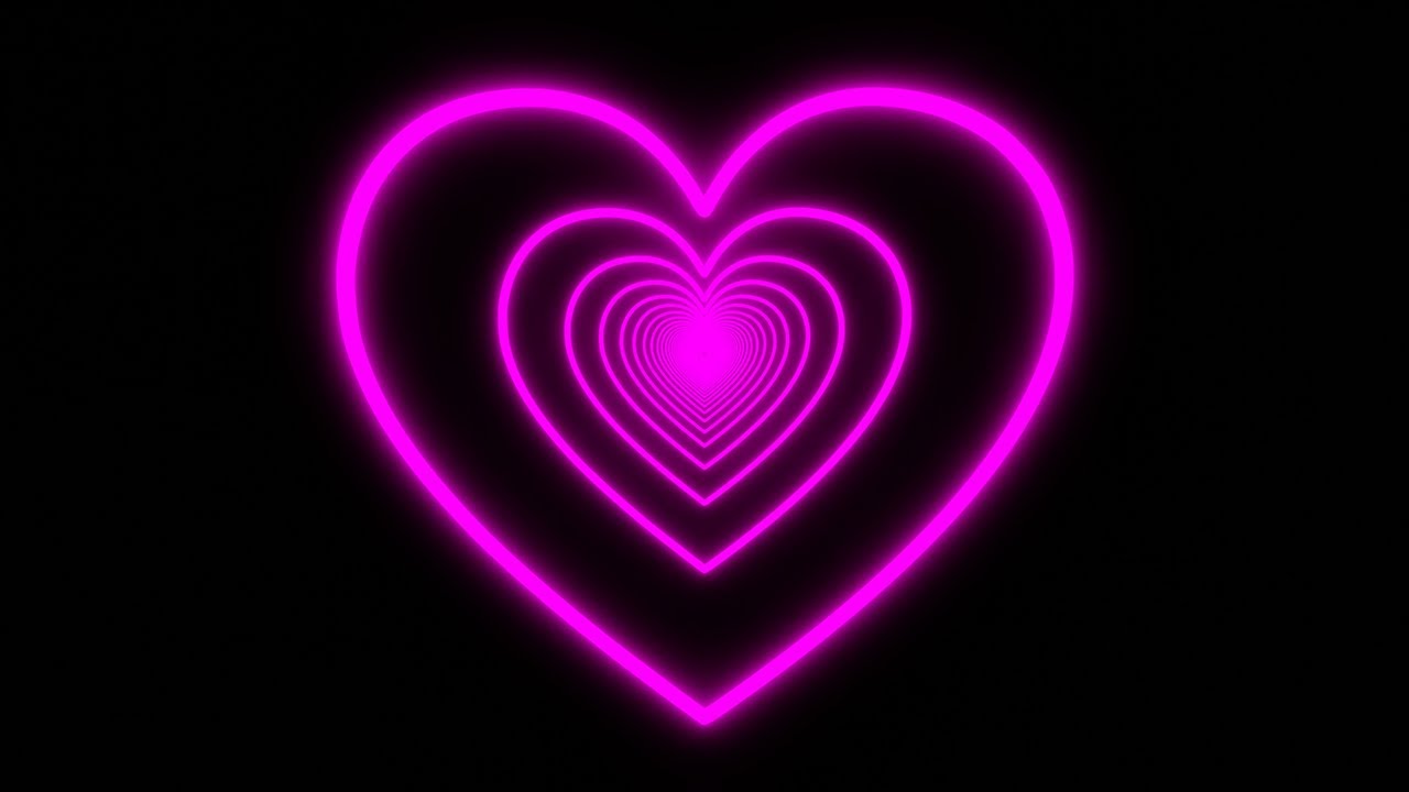 Free Neon Lights Pink Heart Tunnel Black Background 4K TikTok Trend
