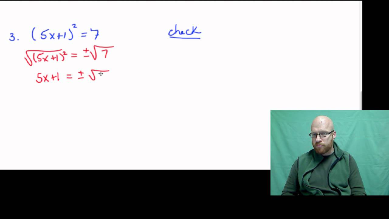 Solving Quadratic Equations Using the Square Root Property #2 - YouTube