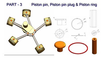 ⚡Solidworks Tutorial#49 | Design and motion analysis | Piston pin, Piston pin plug & Piston ring.