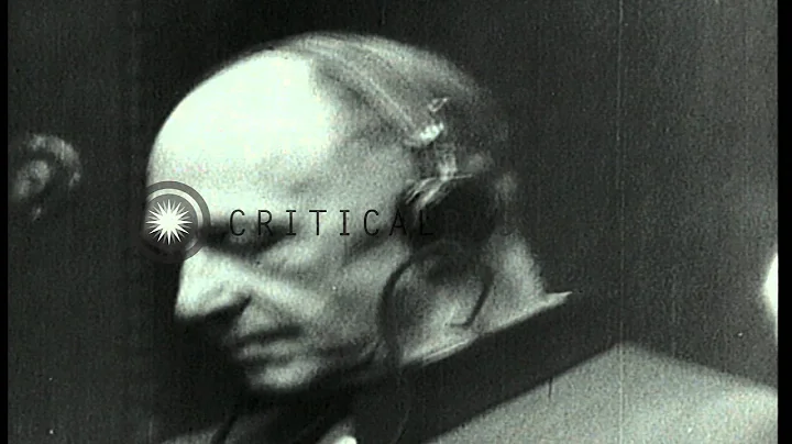 German war prisoners sit with earphones on during war crime trials in Nuremberg, ...HD Stock Footage