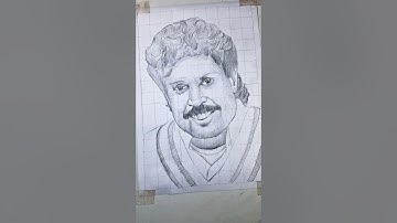 Kapil Dev Pencil Sketch using Grid Method 🏏 #shorts #art #drawing #indiancricketer #kapildev