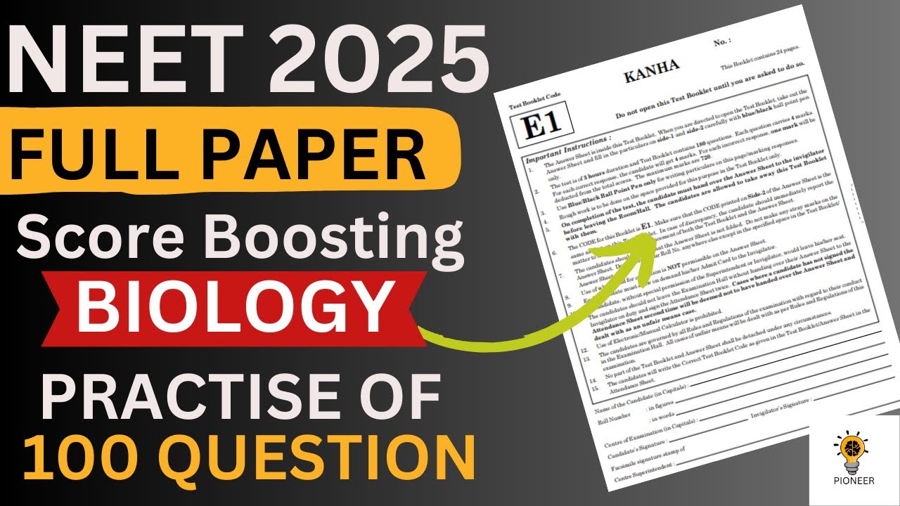 NEET Biology 100 MCQ Most Expected Questions 2025 | Biology Full ...