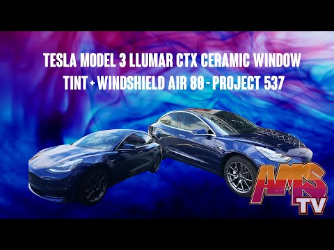 Tesla Model 3 Llumar CTX and windshield Air 80, older Audio MotorSports job