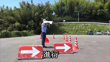 手旗及び誘導灯による予告・停止・進行の合図