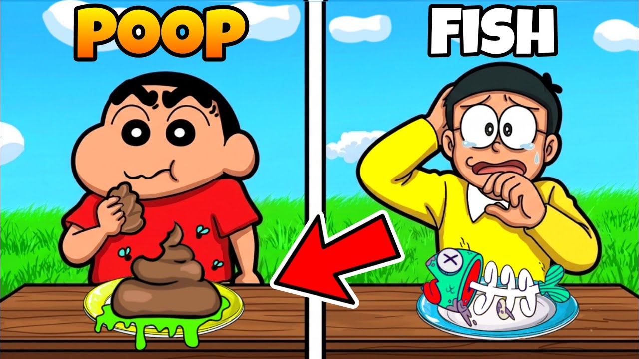 Shinchan & Nobita Eat Weird Food Challenge 😱😱 | Shinchan And Nobita Game | Funny Game |
