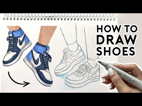 HOW TO DRAW SHOES- Sneakers | Sketching & Coloring Tutorial