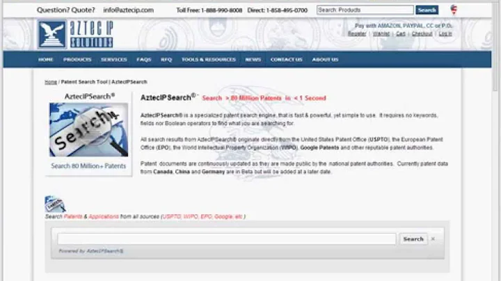 AztecIPSearch® -  Search 80 Million Patents