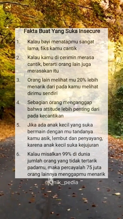 Fakta Buat Yang Suka Insecure #motivasihidup #faktapsikologi #fyp #storywa #unikpedia #inspirasidiri