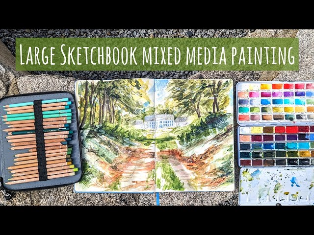 Large Art Creations Sketchbook Mixed Media Painting: Roman Szmal,  Luminance, Watercolour Markers 