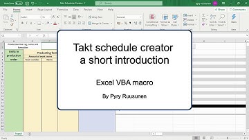 Takt Schedule Macro Excel VBA
