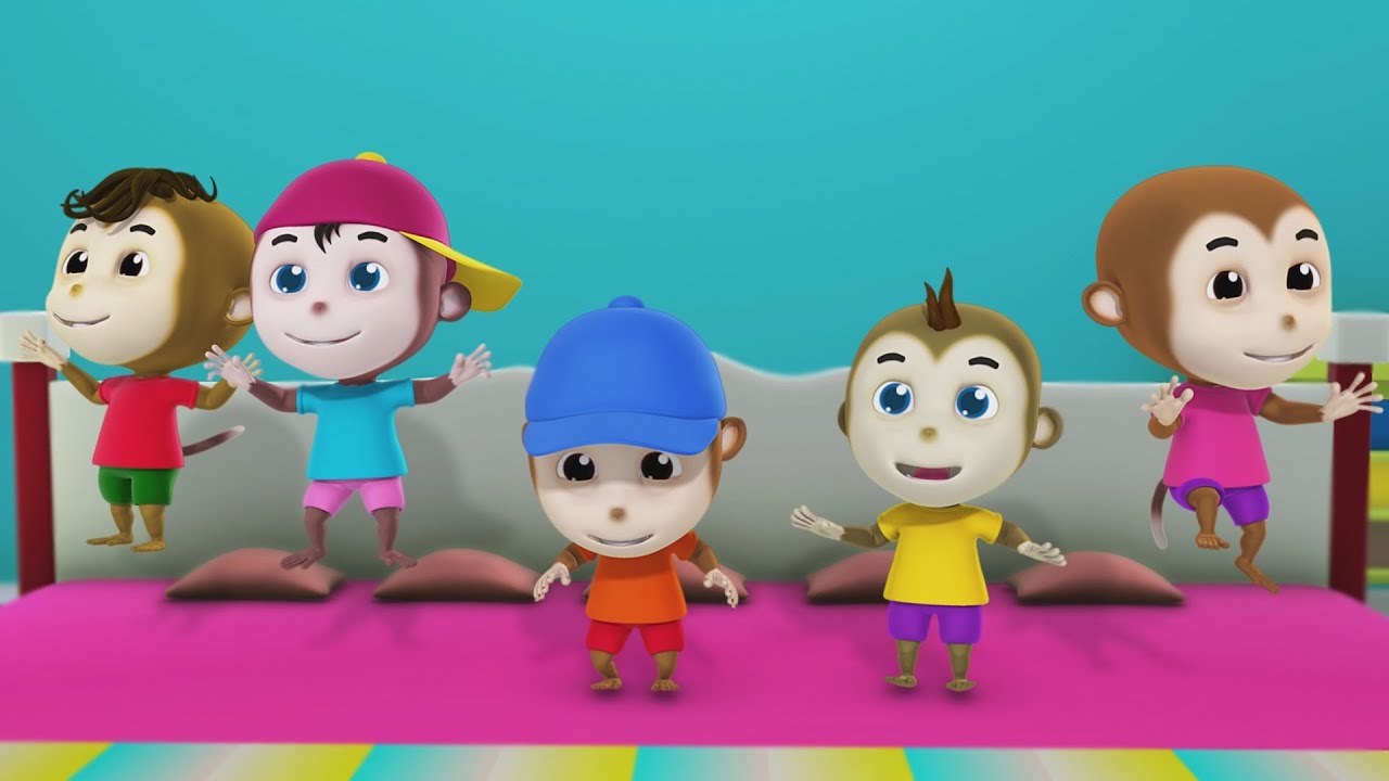 Five Little Monkeys | 3D Nursery Rhymes For Kids And Childrens