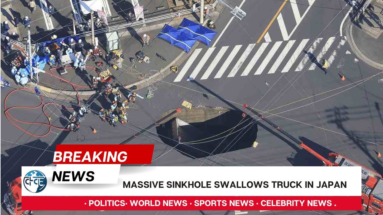 Massive Sinkhole Swallows Truck in Japan | Driver Rescued After Sewer Pipe Collapse