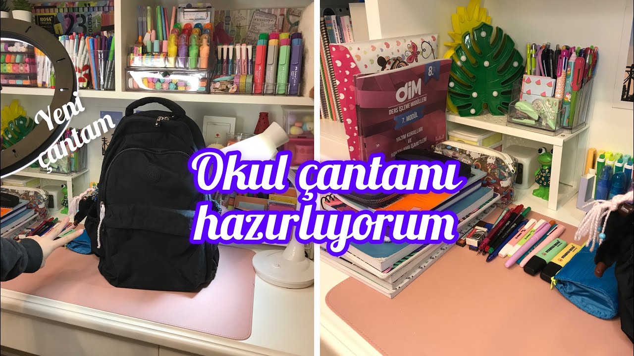 Yeni okul çantası aldım | beraber hazırlayalım😻
