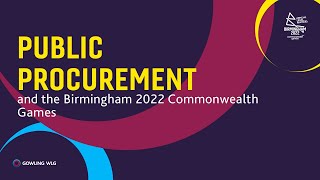 Public Procurement and the Birmingham 2022 Commonwealth Games