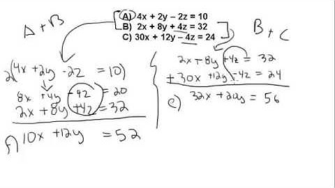 2) Solving systems of 3 Variables Equations with Elimination