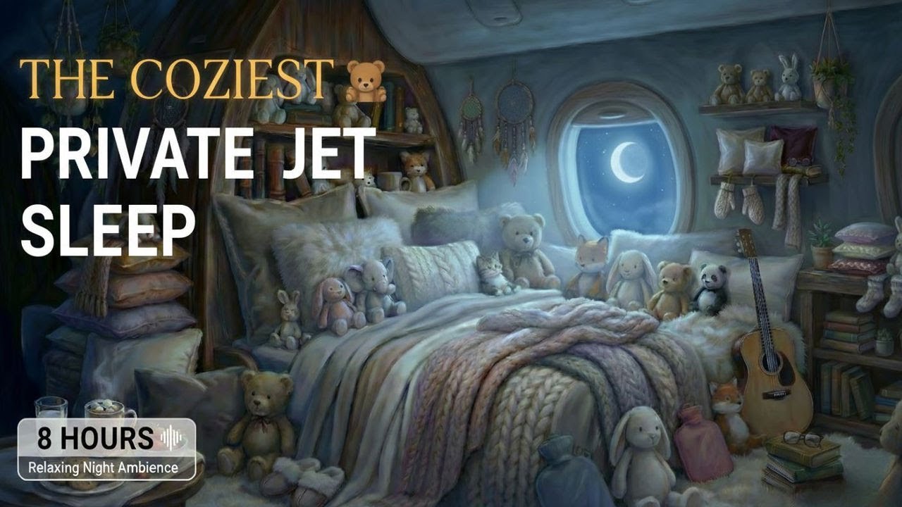 The Coziest Private Jet Cabin • Sleeping Among Teddy Bears & Moonlight (8 Hours)