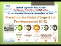 Procédure des études d'impact sur l'environnement (EIE)/Documents Requis /Lieu de dépôt δ délivrance