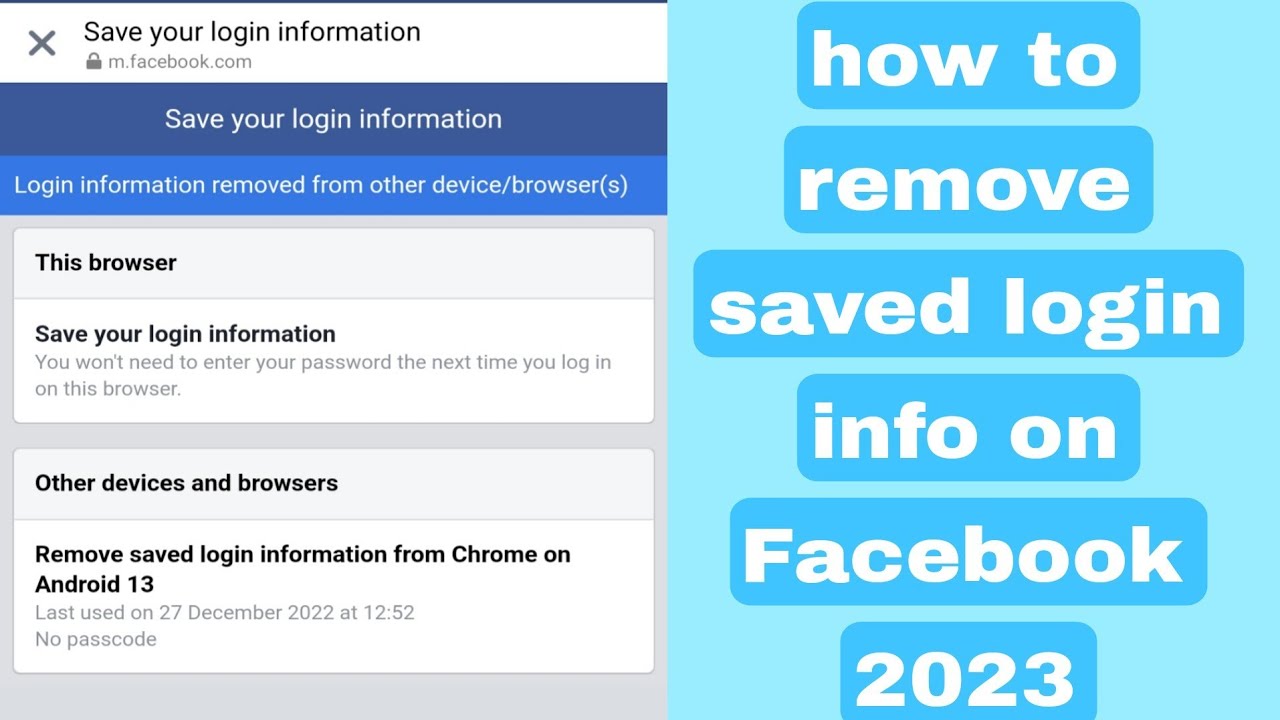 How To Remove Saved Login Info On Facebook 2023 YouTube