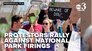 Protestors rally in Pensacola against DOGE's Gulf Islands National Seashore firings