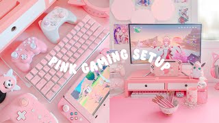 pink gaming setup 💕🌸 desk tour | genshin inspired 💫