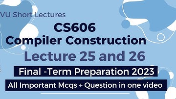 cs606 lecture 25, 26 |CS606 Final term Preparation |cs606 short lectures |cs606 short lecture 25