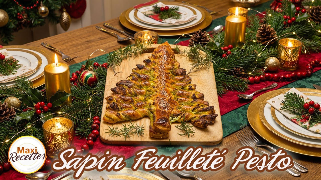 Sapin Feuilleté au Pesto et Fromage Recette Facile et Rapide