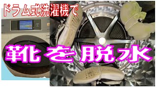 ドラム式洗濯機でシューズを脱水する動画