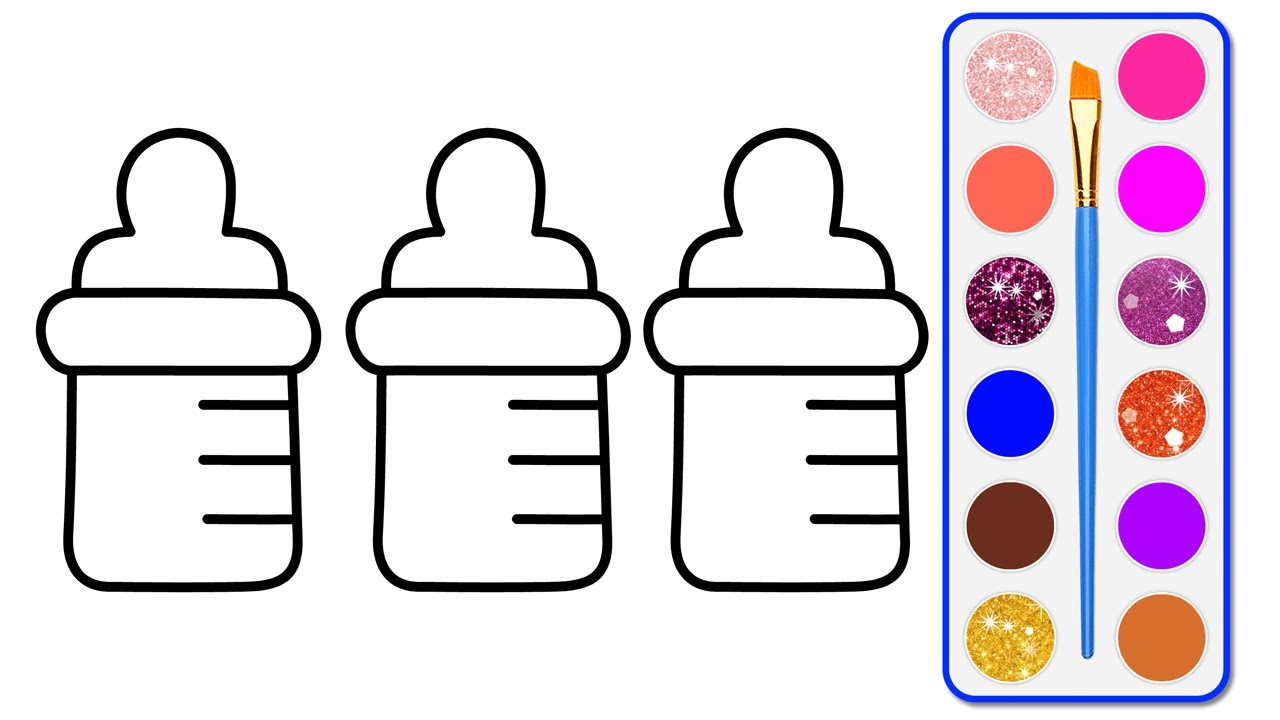 How to Draw Baby Water Bottle | Drawing And Coloring Pages For Kids Learning | Learn Colors for Kids
