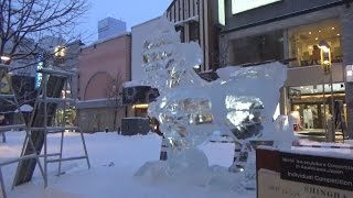 氷の彫刻、制作大詰め 北海道旭川市で世界大会