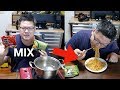 Filipino and korean food mix   pancit canton  shin ramyun  kopino food 