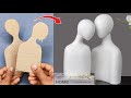 Couples cardboard showpiece  white cement putty craft table showpiece  room decor   gift ideas