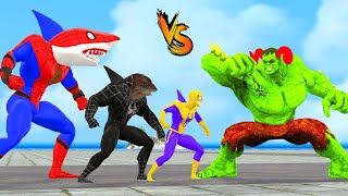 Siêu nhân người nhện vs shark Spider-man roblox attacks boss Venom to rescue Superman vs Hulk,venom3