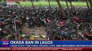 Lagos state task force crushes over 2000 impounded motorcycles