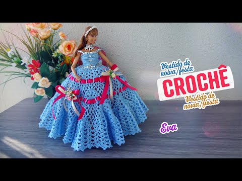 Crochet bride/wedding dress for Barbie (Portuguese/Spanish